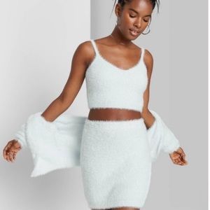 fuzzy knit tank in aqua